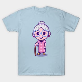 Cute Grandma Carrying Stick T-Shirt